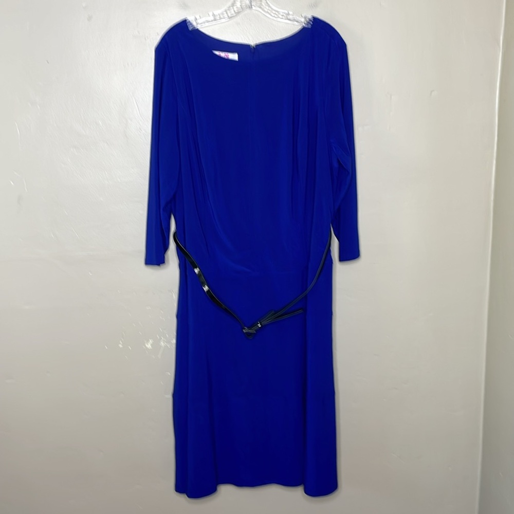 9 & Co DAY to DINNER Dress Royal Blue Belted Long Sleeve Modest NWT 20W